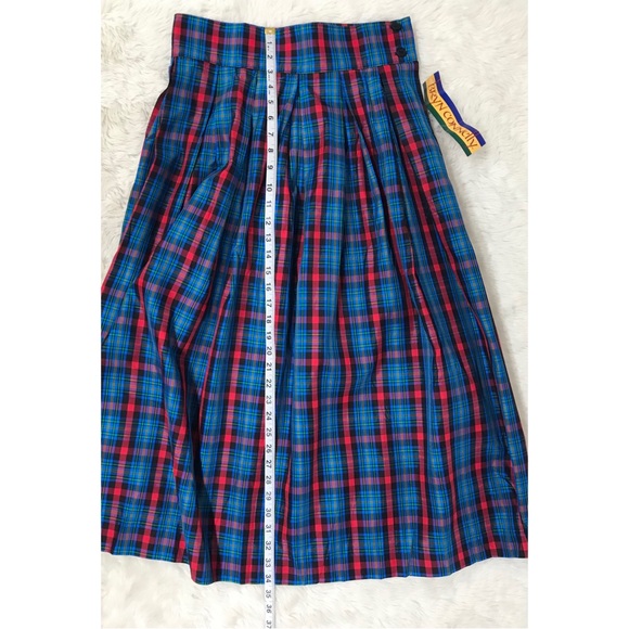 VINTAGE 90s Blue Red Plaid Midi Skirt Deadstock‎ Holiday Christmas Size 8 New - Picture 15 of 15